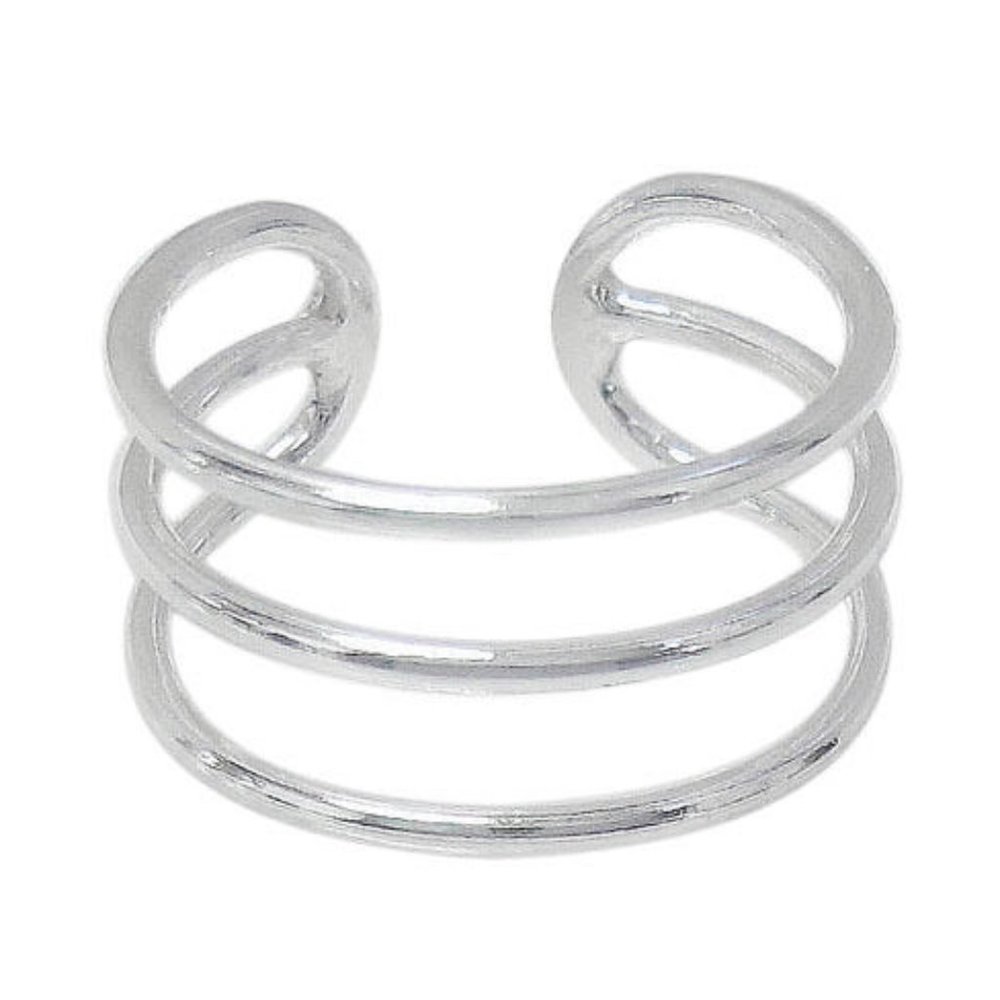 Sterling Silver 925 Style Ring With Triple Bar